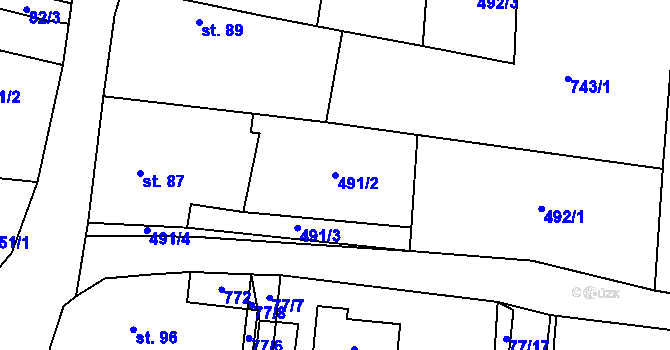 Parcela st. 491/2 v KÚ Kytín, Katastrální mapa