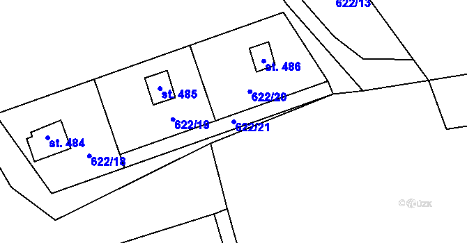Parcela st. 622/21 v KÚ Kytín, Katastrální mapa