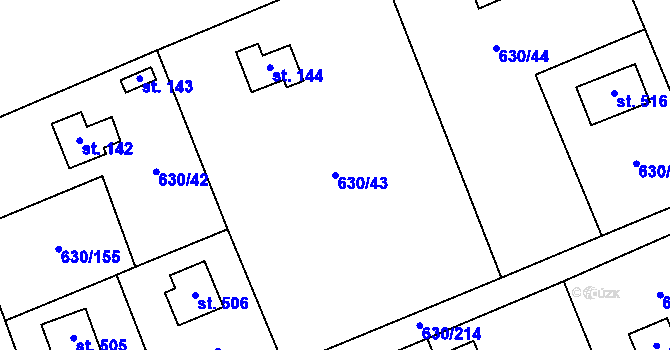 Parcela st. 630/43 v KÚ Kytín, Katastrální mapa