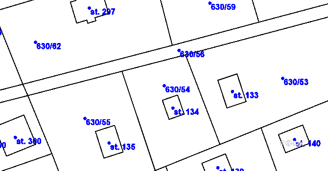 Parcela st. 630/54 v KÚ Kytín, Katastrální mapa