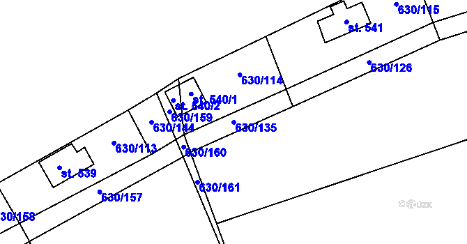 Parcela st. 630/135 v KÚ Kytín, Katastrální mapa