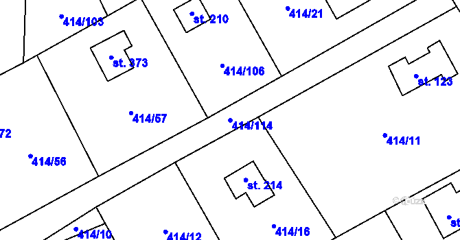 Parcela st. 414/114 v KÚ Kytín, Katastrální mapa