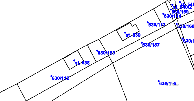 Parcela st. 630/158 v KÚ Kytín, Katastrální mapa