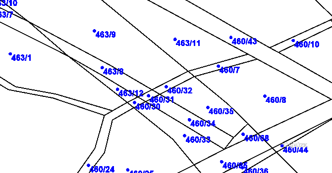 Parcela st. 460/32 v KÚ Kytín, Katastrální mapa