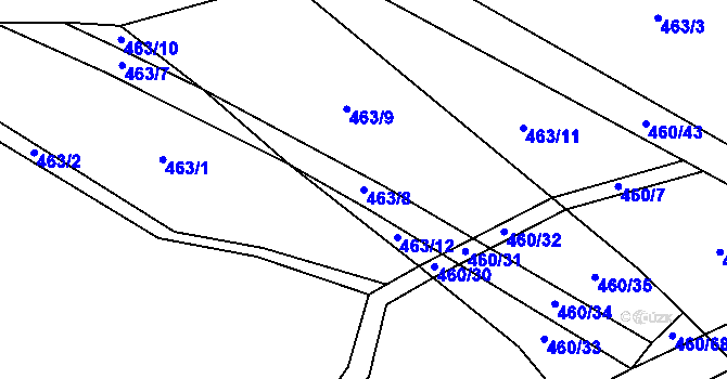 Parcela st. 463/8 v KÚ Kytín, Katastrální mapa