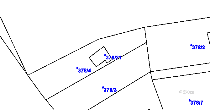 Parcela st. 378/21 v KÚ Kytín, Katastrální mapa