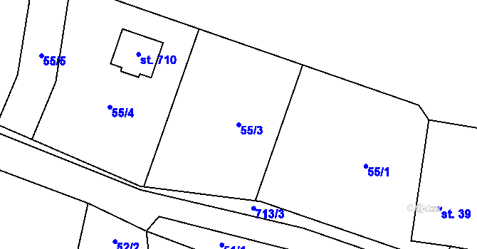 Parcela st. 55/3 v KÚ Kytín, Katastrální mapa