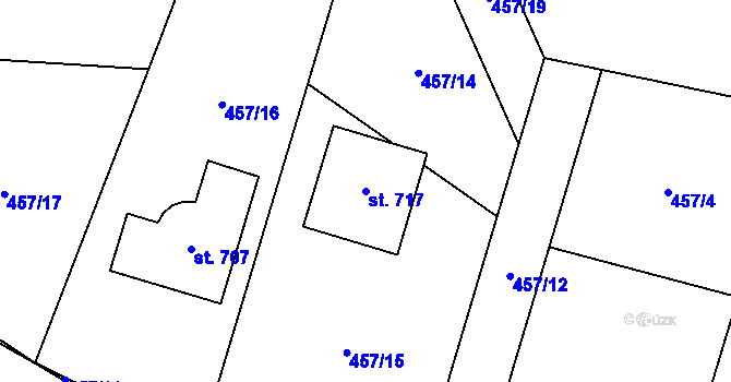 Parcela st. 717 v KÚ Kytín, Katastrální mapa