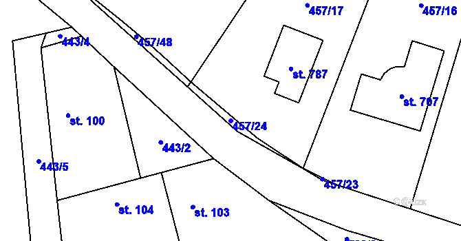 Parcela st. 457/24 v KÚ Kytín, Katastrální mapa