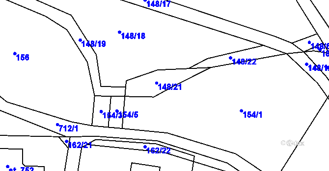 Parcela st. 148/21 v KÚ Kytín, Katastrální mapa