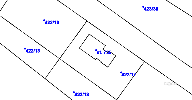 Parcela st. 735 v KÚ Kytín, Katastrální mapa