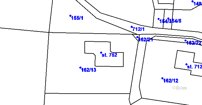 Parcela st. 752 v KÚ Kytín, Katastrální mapa