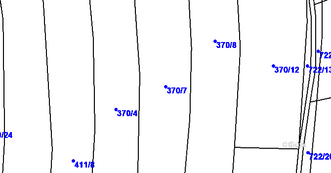 Parcela st. 370/7 v KÚ Kytín, Katastrální mapa