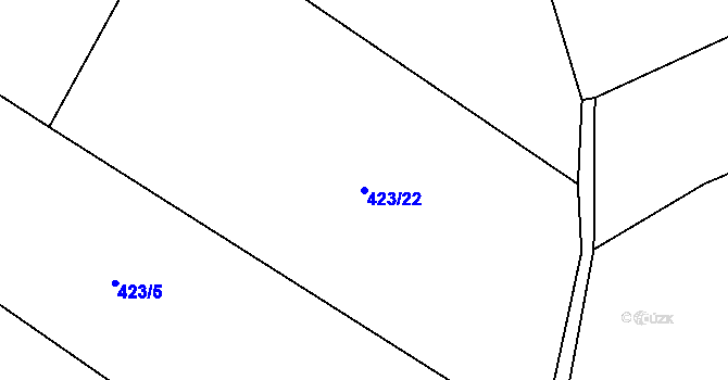Parcela st. 423/22 v KÚ Kytín, Katastrální mapa