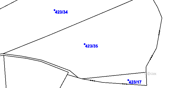Parcela st. 423/35 v KÚ Kytín, Katastrální mapa