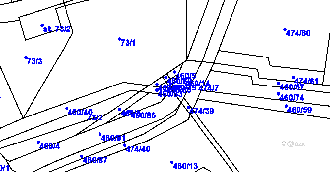 Parcela st. 460/80 v KÚ Kytín, Katastrální mapa