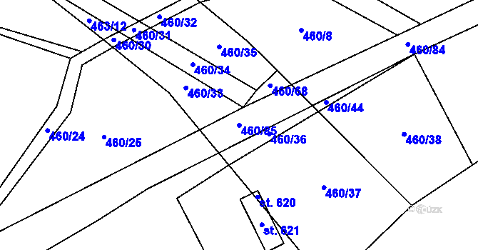 Parcela st. 460/85 v KÚ Kytín, Katastrální mapa