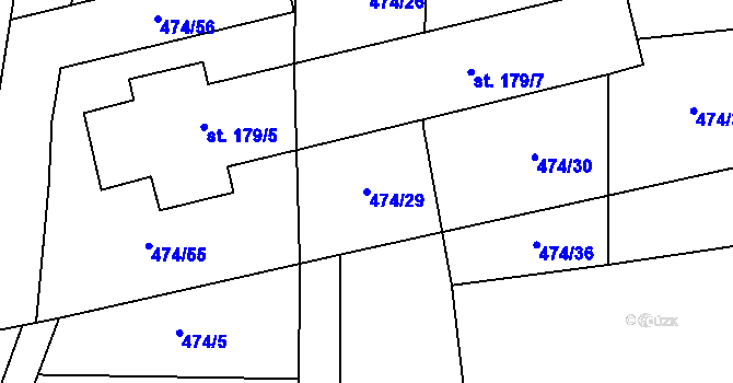 Parcela st. 474/29 v KÚ Kytín, Katastrální mapa