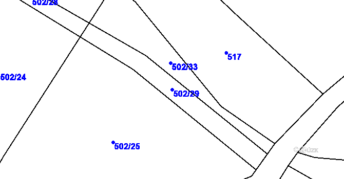 Parcela st. 502/29 v KÚ Kytín, Katastrální mapa