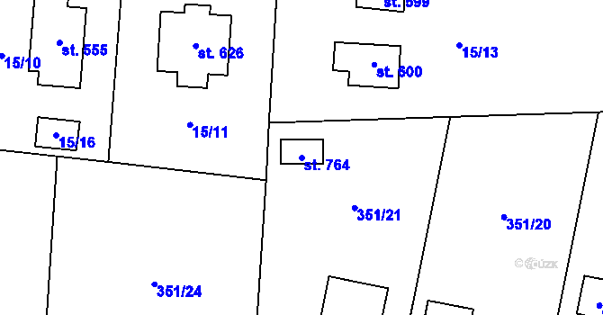 Parcela st. 764 v KÚ Kytín, Katastrální mapa