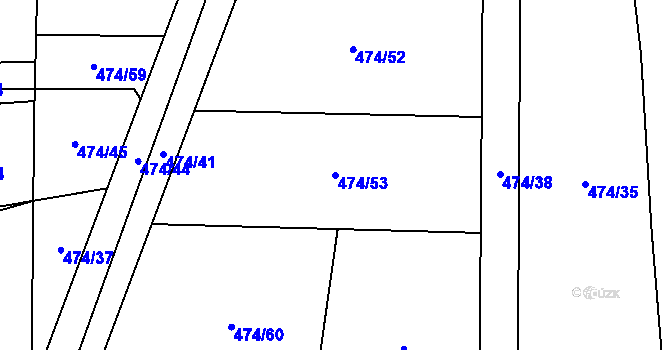 Parcela st. 474/53 v KÚ Kytín, Katastrální mapa