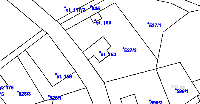 Parcela st. 153 v KÚ Dolní Falknov, Katastrální mapa