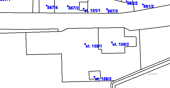 Parcela st. 158/1 v KÚ Dolní Falknov, Katastrální mapa