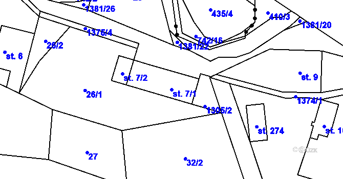 Parcela st. 7/1 v KÚ Falknov, Katastrální mapa