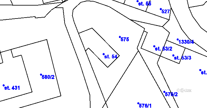 Parcela st. 54 v KÚ Falknov, Katastrální mapa