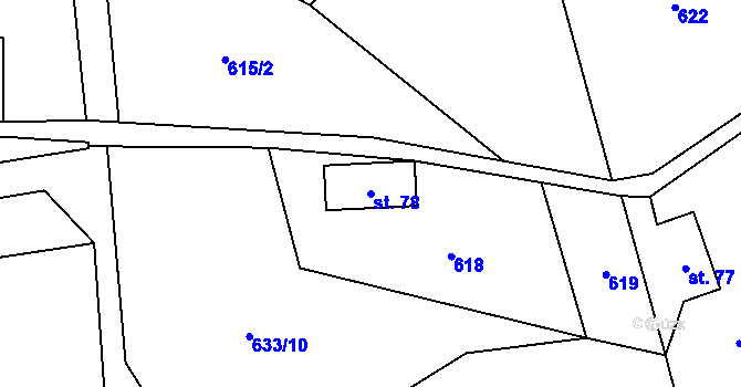 Parcela st. 78 v KÚ Falknov, Katastrální mapa