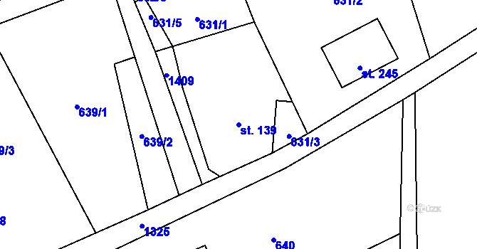 Parcela st. 139 v KÚ Falknov, Katastrální mapa