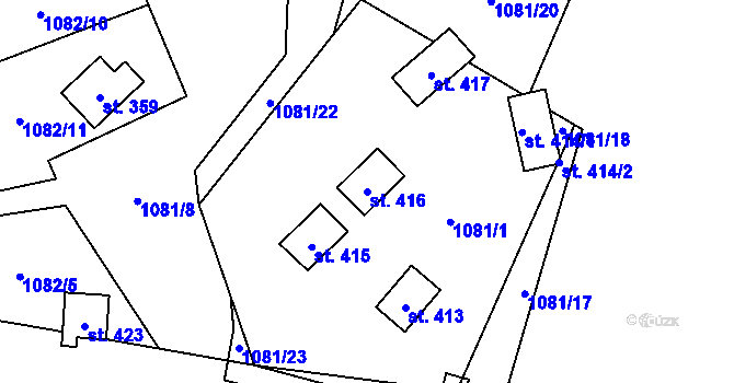 Parcela st. 416 v KÚ Falknov, Katastrální mapa