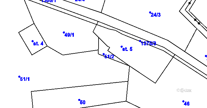 Parcela st. 51/2 v KÚ Falknov, Katastrální mapa