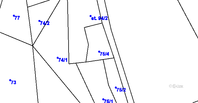 Parcela st. 75/4 v KÚ Falknov, Katastrální mapa