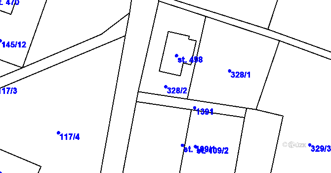 Parcela st. 328/2 v KÚ Falknov, Katastrální mapa