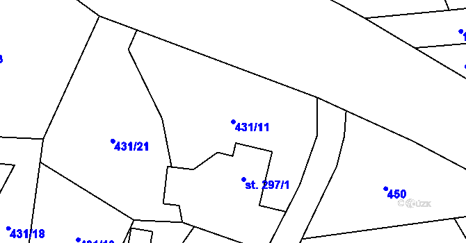 Parcela st. 431/11 v KÚ Falknov, Katastrální mapa