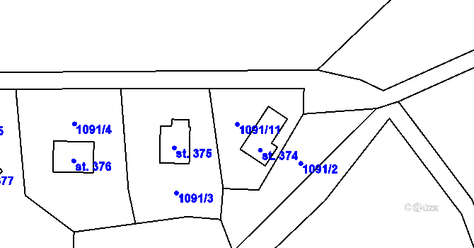 Parcela st. 1091/11 v KÚ Falknov, Katastrální mapa