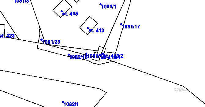Parcela st. 418/2 v KÚ Falknov, Katastrální mapa