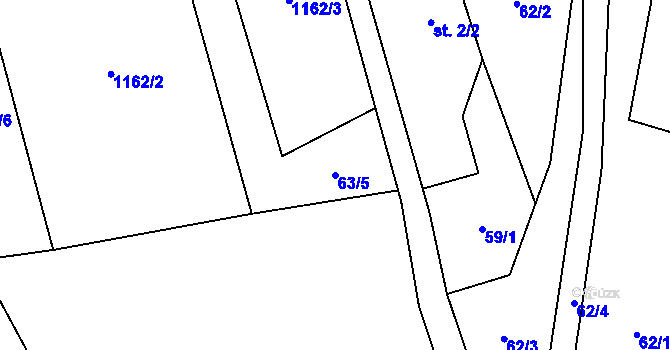 Parcela st. 63/5 v KÚ Falknov, Katastrální mapa