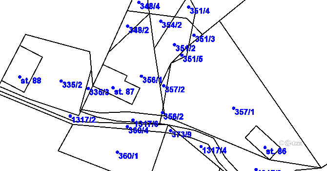 Parcela st. 357/2 v KÚ Falknov, Katastrální mapa