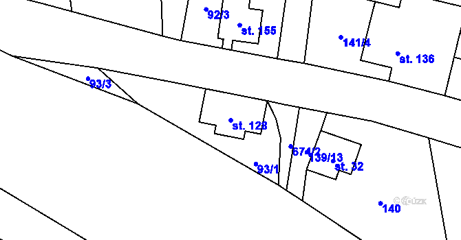 Parcela st. 128 v KÚ Kytlické Mlýny, Katastrální mapa