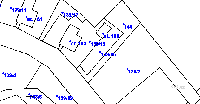 Parcela st. 139/16 v KÚ Kytlické Mlýny, Katastrální mapa