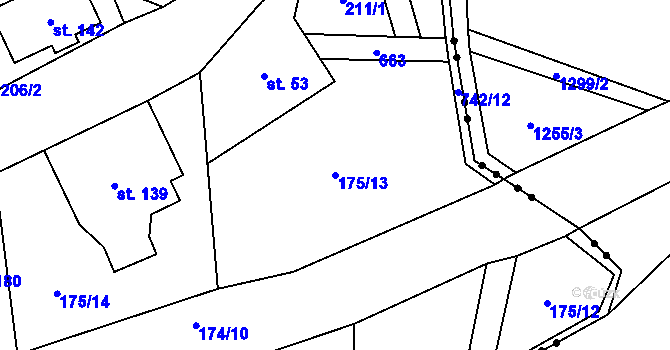 Parcela st. 175/13 v KÚ Kytlické Mlýny, Katastrální mapa