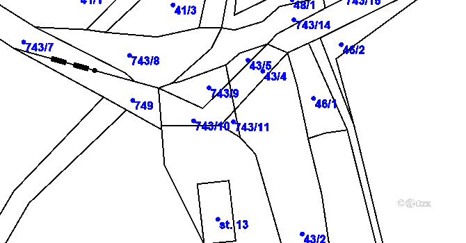Parcela st. 743/11 v KÚ Kytlické Mlýny, Katastrální mapa