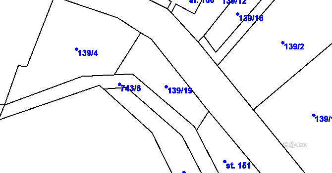 Parcela st. 139/19 v KÚ Kytlické Mlýny, Katastrální mapa
