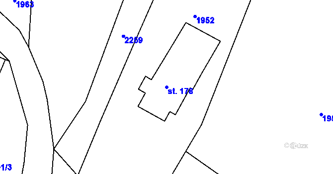Parcela st. 178 v KÚ Kyžlířov, Katastrální mapa