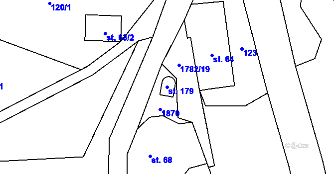 Parcela st. 179 v KÚ Kyžlířov, Katastrální mapa