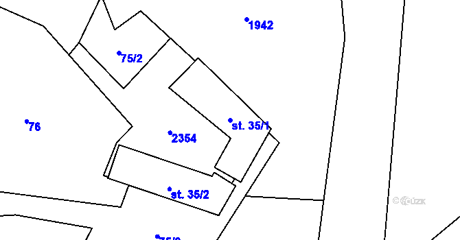 Parcela st. 35/1 v KÚ Kyžlířov, Katastrální mapa