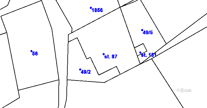 Parcela st. 87 v KÚ Kyžlířov, Katastrální mapa