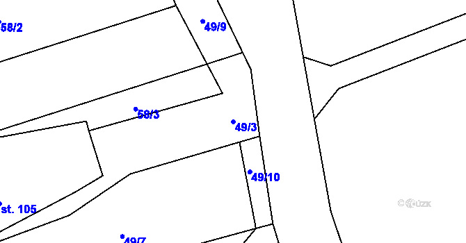 Parcela st. 49/3 v KÚ Kyžlířov, Katastrální mapa